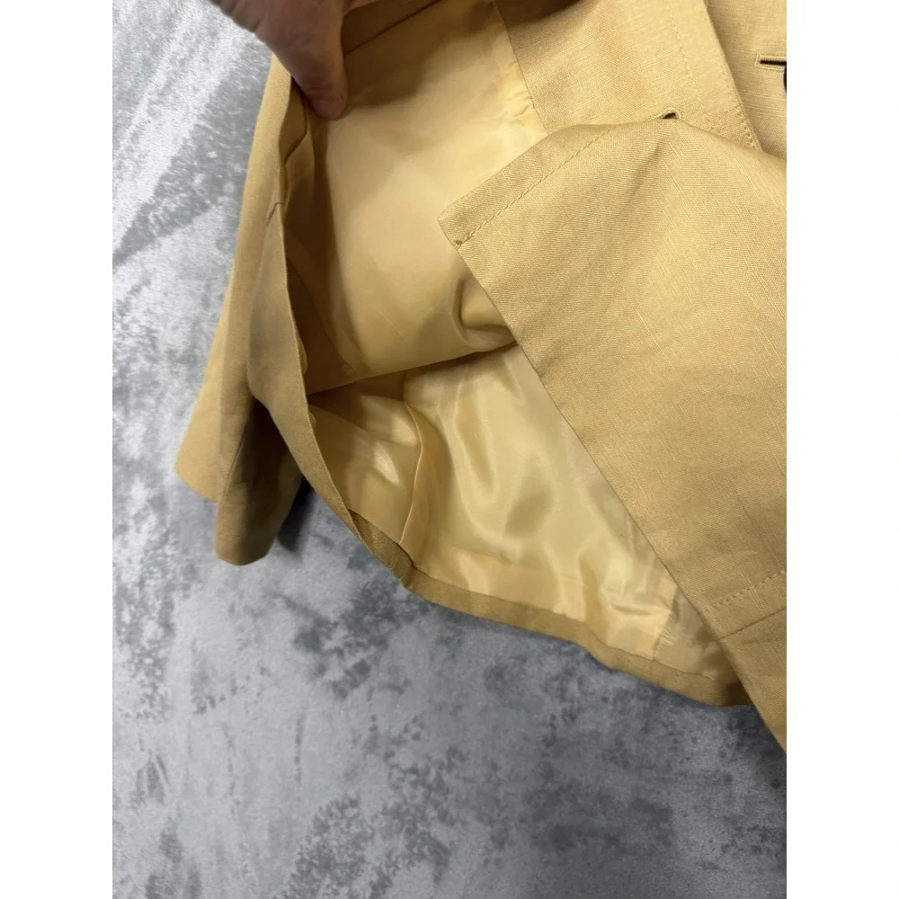 Kasper Blazer SZ 10 Tan Gold Linen Blend Classic‎ Minimalist Capsule Office